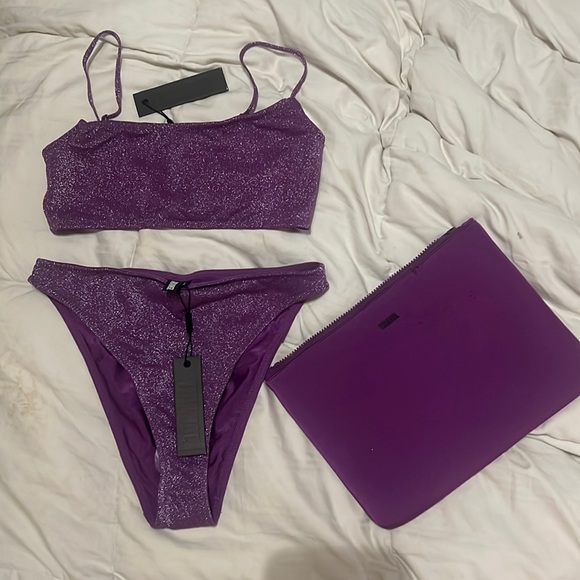 triangl swimwear Swim Triangl Swimwear Violet Sparkle High Waist